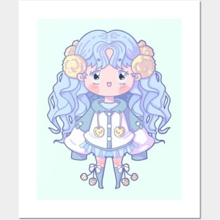 Blue Chibi Girl Posters and Art